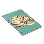 Sepia Striped Shell op Blauwgroen Notitieboek (Rechterzijde)