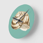 Sepia Striped Shell op Blauwgroen Ronde Klok (Hoek)