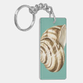 Sepia Striped Shell op Blauwgroen Sleutelhanger (Voorkant Links)