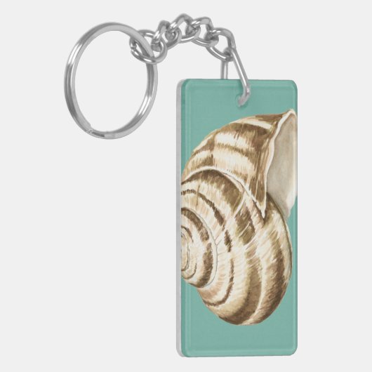 Sepia Striped Shell op Blauwgroen Sleutelhanger (Voorkant Links)