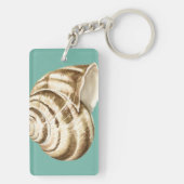 Sepia Striped Shell op Blauwgroen Sleutelhanger (achterkant)