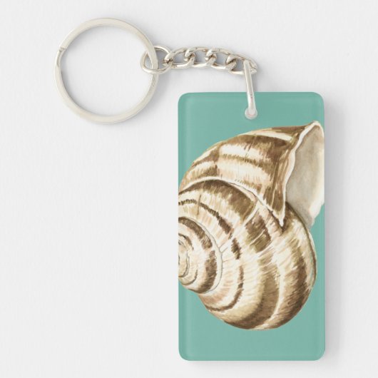 Sepia Striped Shell op Blauwgroen Sleutelhanger (Voorkant)