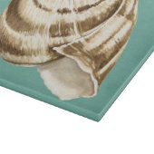 Sepia Striped Shell op Blauwgroen Snijplank (Hoek)