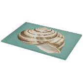Sepia Striped Shell op Blauwgroen Snijplank (Hoek)