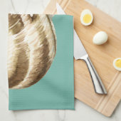 Sepia Striped Shell op Blauwgroen Theedoek (Quarter Fold)