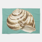 Sepia Striped Shell op Blauwgroen Theedoek (Horizontaal)