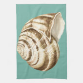 Sepia Striped Shell op Blauwgroen Theedoek (Verticaal)