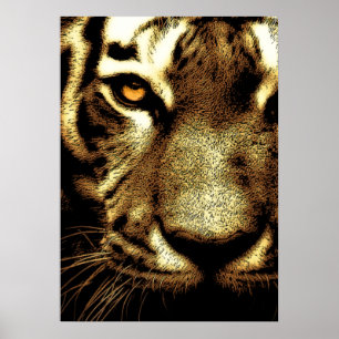 Sepia Sumatran Borneo Tijger Oog Kunstwerk Poster