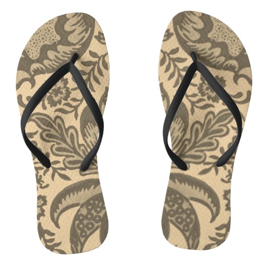  sepia Tan Floral Botanisch Patroon Teenslippers (Voetbed)
