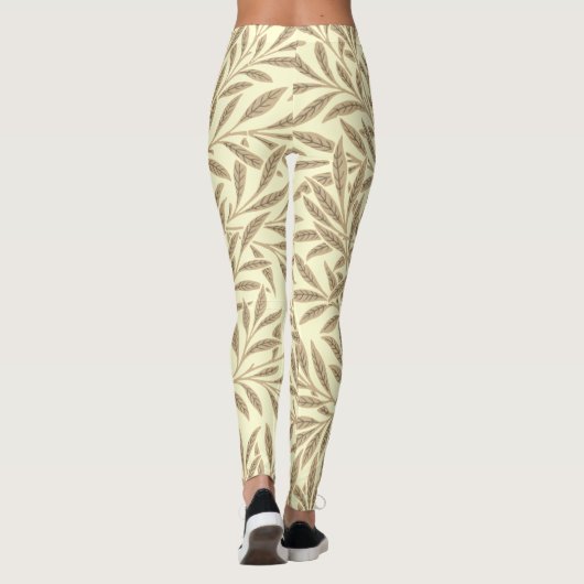 sepia Tan Willow Leaves Botanisch Leggings (Achterkant)