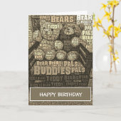 Sepia Teddybeer Knuffel Word Cloud Kaart (Gele Bloem)