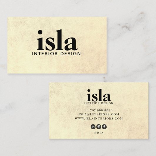 Sepia Textuur Interieurontwerper Visitekaartje (Voorkant / Achterkant)