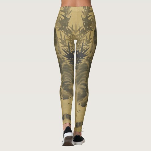 Sepia Tiger en Bamboo Leggings (Achterkant)
