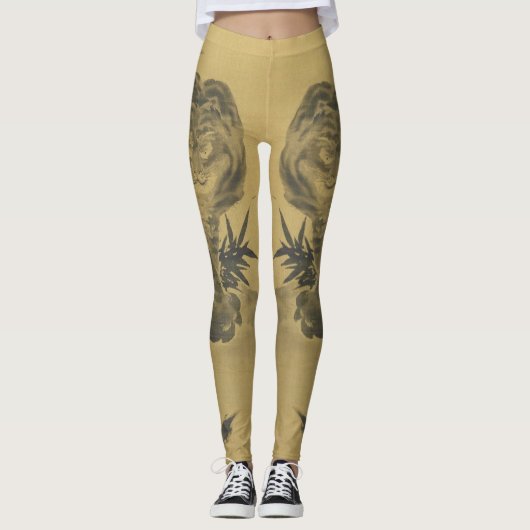 Sepia Tiger en Bamboo Leggings (Voorkant)