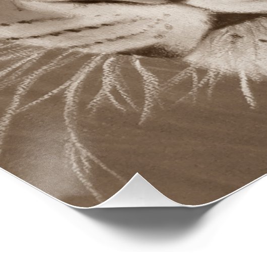 sepia tijger grote kat oorspronkelijke natuurreali poster (Hoek)