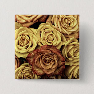 Sepia Tinted Rozen Vierkante Button 5,1 Cm