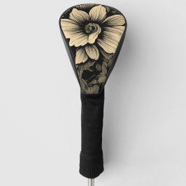 Sepia Tinten Vintage Bloemendruk Golfheadcover