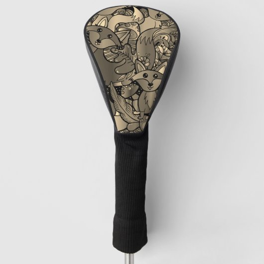 Sepia Tinten Vos Krijgen Golfheadcover (Voorkant)