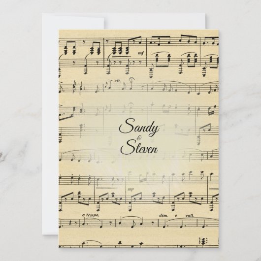 Sepia Tone Antiek Sheet Music Theme Weddenschap Kaart (Achterkant)