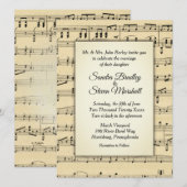 Sepia Tone Antiek Sheet Music Theme Weddenschap Kaart (Voorkant / Achterkant)