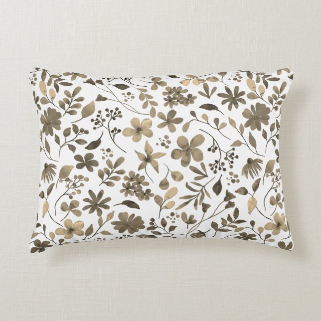 Sepia Tone  bloemenprint Accent Kussen (Voorkant)