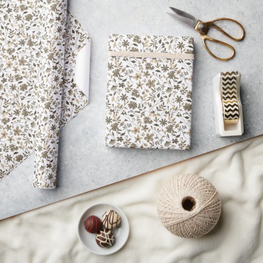 Sepia Tone bloemenprint Cadeaupapier (Crafts)