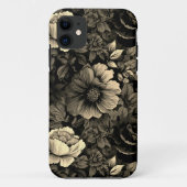 Sepia Tone bloemenprint Case-Mate iPhone Case (Achterkant)