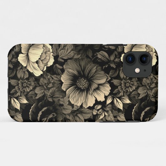 Sepia Tone bloemenprint Case-Mate iPhone Case (Achterkant (horizontaal))