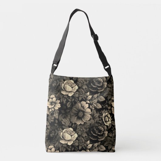 Sepia Tone  bloemenprint Crossbody Tas (Achterkant)