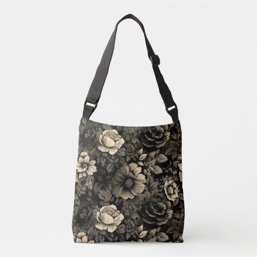 Sepia Tone  bloemenprint Crossbody Tas (Voorkant)