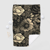 Sepia Tone bloemenprint Golfhanddoek (Insitu)