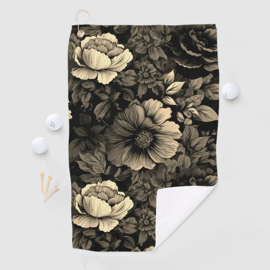 Sepia Tone bloemenprint Golfhanddoek (Insitu)