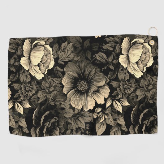 Sepia Tone  bloemenprint Golfhanddoek (Horizontaal)