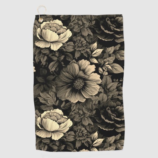 Sepia Tone bloemenprint Golfhanddoek (Voorkant)