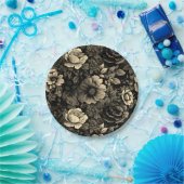 Sepia Tone  bloemenprint Papieren Bordje (Feest)