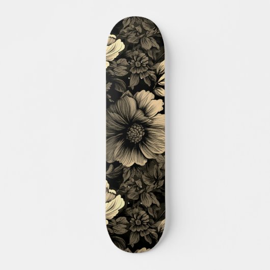 Sepia Tone bloemenprint Persoonlijk Skateboard (Voorkant)
