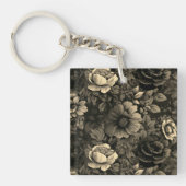 Sepia Tone Bloemenprint Sleutelhanger (Voorkant)