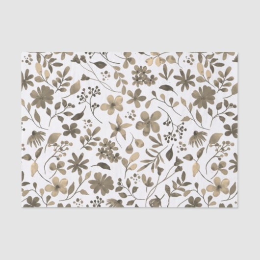 Sepia Tone bloemenprint Tissuepapier (Voorkant)