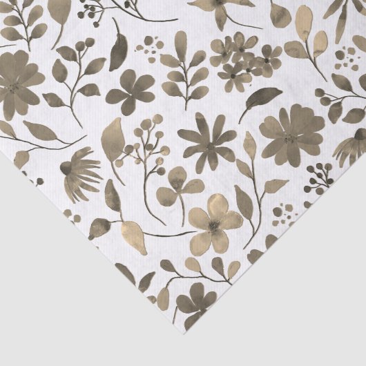 Sepia Tone  bloemenprint Tissuepapier (Detail)