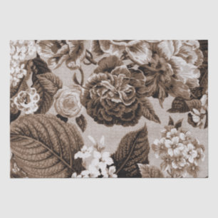 Sepia Tone Brown Floral Toile No.1 Tissuepapier