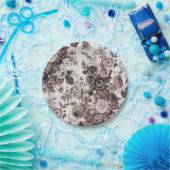 Sepia Tone Brown Floral Toile No.3 Papieren Bordje (Feest)