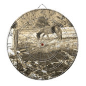 Sepia tone Bruin paard en hek Dartbord (Voorkant)