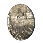 Sepia tone Bruin paard en hek Dartbord (Voorkant Rechts)