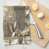 Sepia tone Bruin paard en hek Theedoek (Quarter Fold)