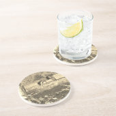 Sepia tone Bruin paard en hek Zandsteen Onderzetter (Zijkant)