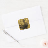 Sepia Tone Crowing Rooster Vierkante Sticker (Envelop)