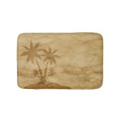 Sepia Tone Desert Island met Palm Trees Badmat (Voorkant)