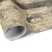 Sepia Tone Donkey in een veld. Cadeaupapier (Rol Hoek)