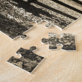 Sepia Tone Foto van het zwarte en witte paard Legpuzzel (Zijkant)