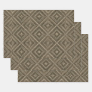 Sepia Tone Hypnotic Diamond Modern Pop Art Inpakpapier Vel